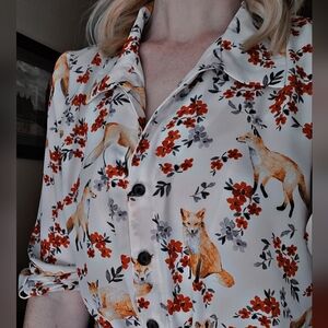 Floral fox blouse